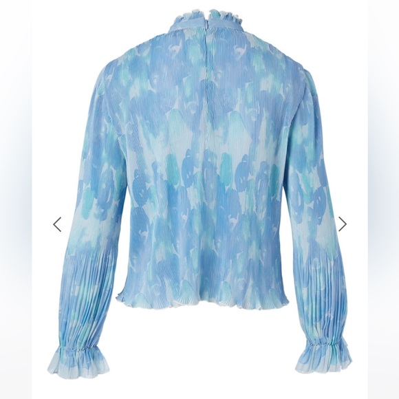 Ganni Pleated Watercolour-Print Georgette Blouse Size 6 - Picture 2 of 6